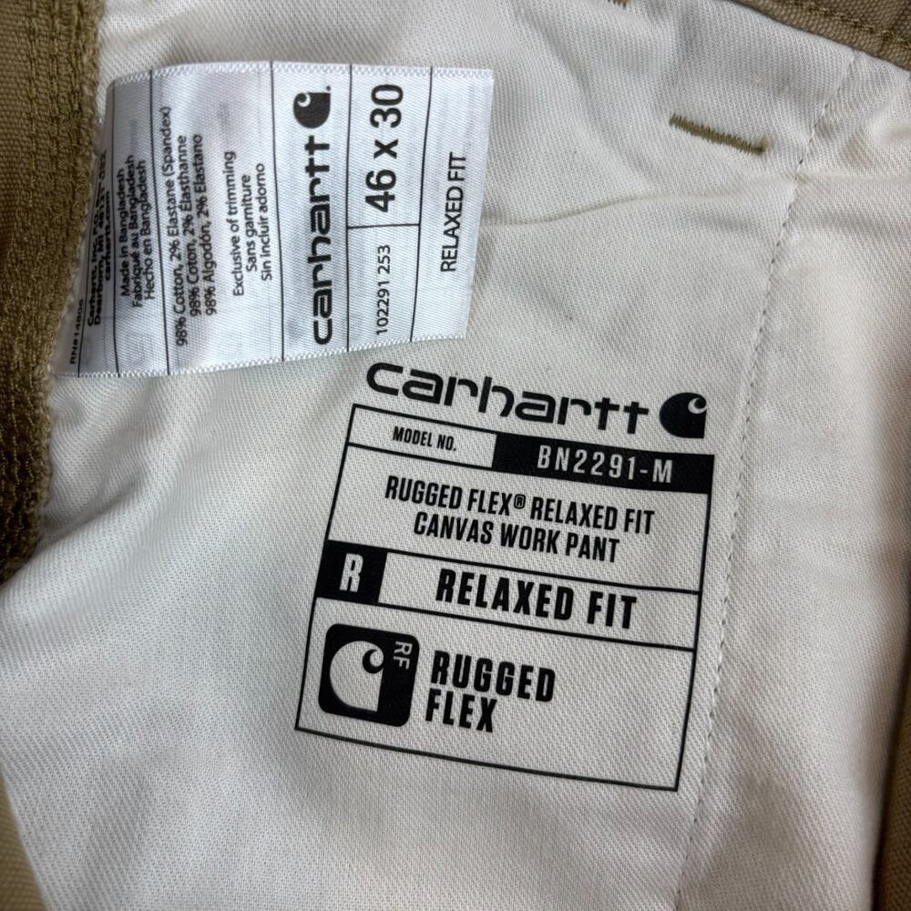Carhartt Rugged Flex Relaxed Fit Canvas Work Pant Mens 46x30 Workwear BN2291-M - Picture 7 of 12